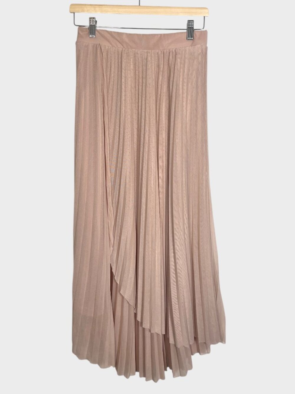 RESERVED Pleated Midi Skirt MEDIUM Pull-On Nude Neutral